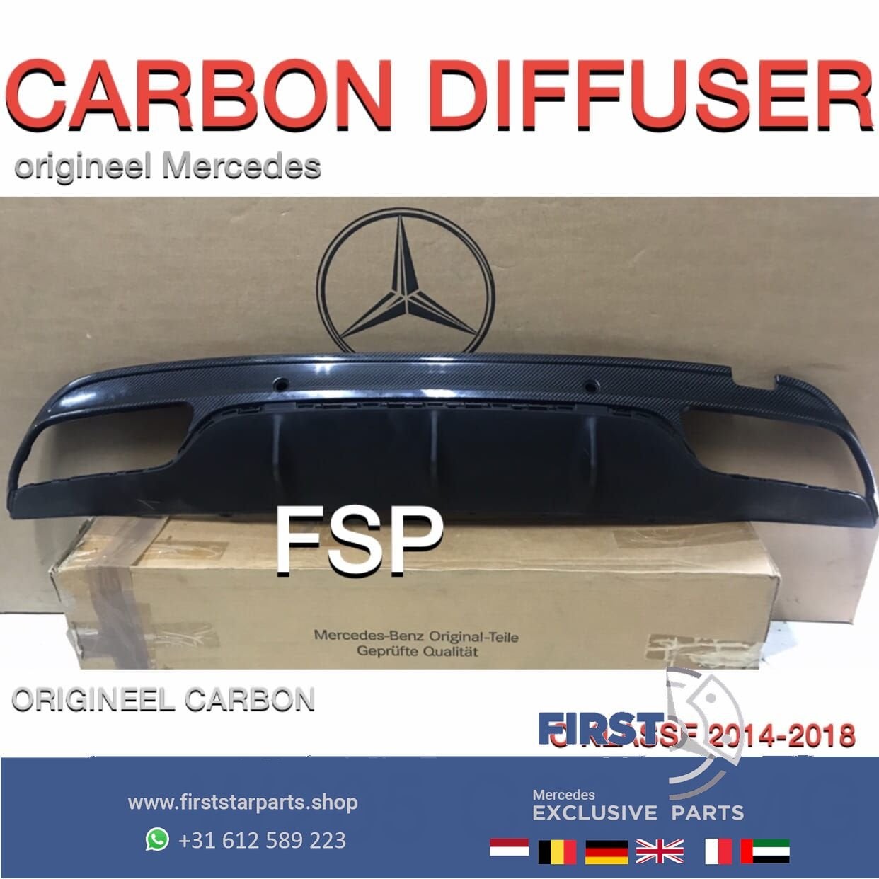 A2058854005 W205 C63 C63S AMG CARBON DIFFUSER Mercedes C KLA, Auto-onderdelen, Gebruikt, -, Ophalen of Verzenden, -