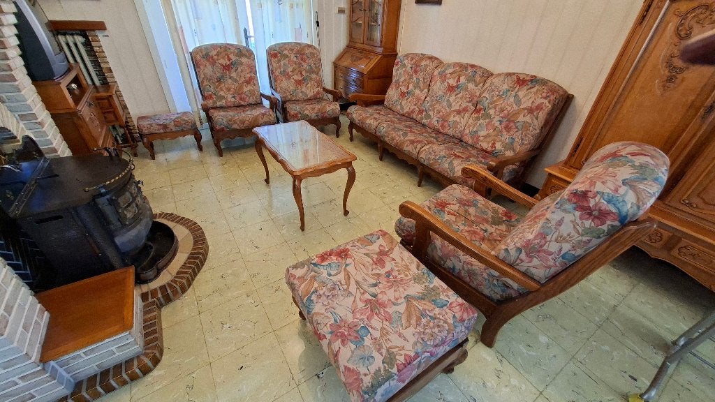 Complete eiken zithoek in landelijke/klassieke stijl, Huis en Inrichting, Ophalen, Gebruikt, Hout, Klassiek