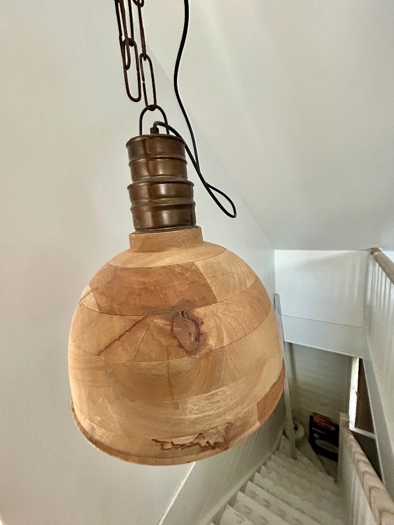 Mooie houten hanglamp, Maison & Meubles, Lampes | Suspensions, Enlèvement, Utilisé, Bois