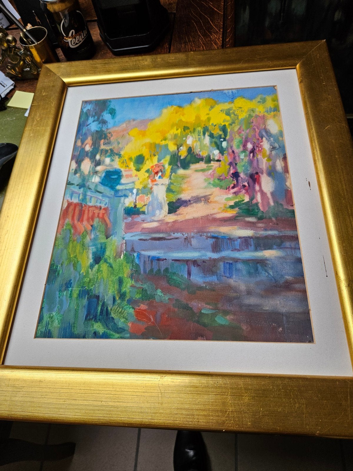 Belle peinture néo-impressionniste ji, Enlèvement ou Envoi, Impressionniste, Encadré, Toile