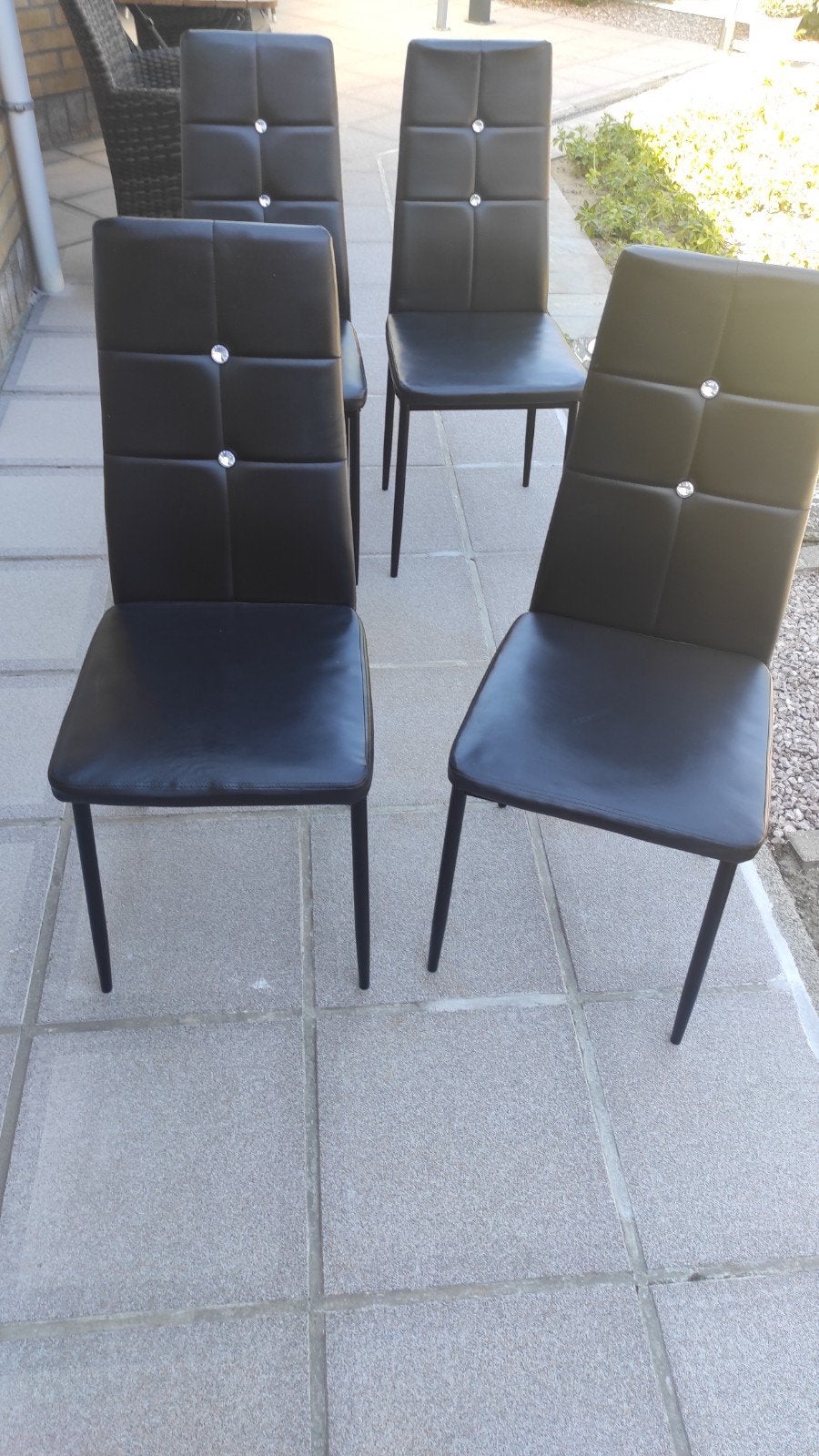 4 zwarte stoelen, Enlèvement, Comme neuf, Synthétique, Quatre