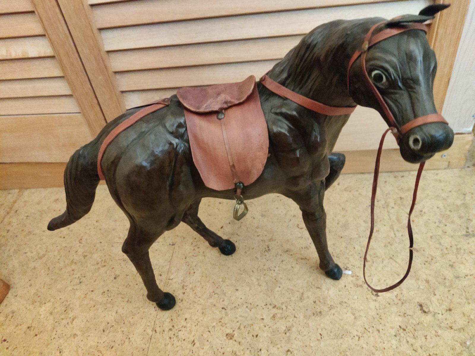 vintage met leer bekleed paard, Antiek en Kunst, Ophalen