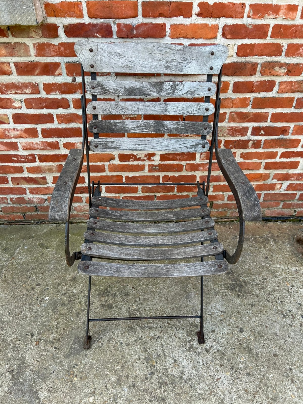 4 antieke tuinstoelen, Ophalen, Gebruikt, Hout, Inklapbaar