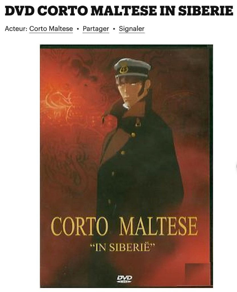 dvd animation / Corto Maltese in Siberië / Pascal Morelli, Import, Enlèvement ou Envoi, Animation, Français