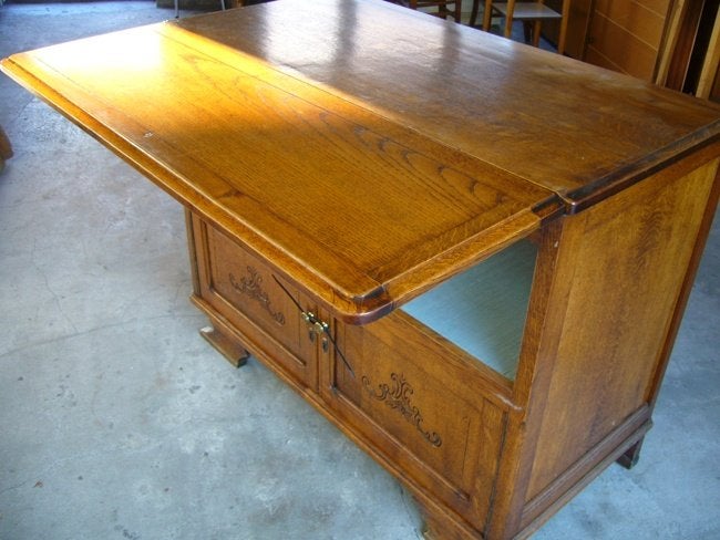 Massief Eiken dressoir bureau kast, Avec porte(s), 100 à 150 cm, Enlèvement, Utilisé