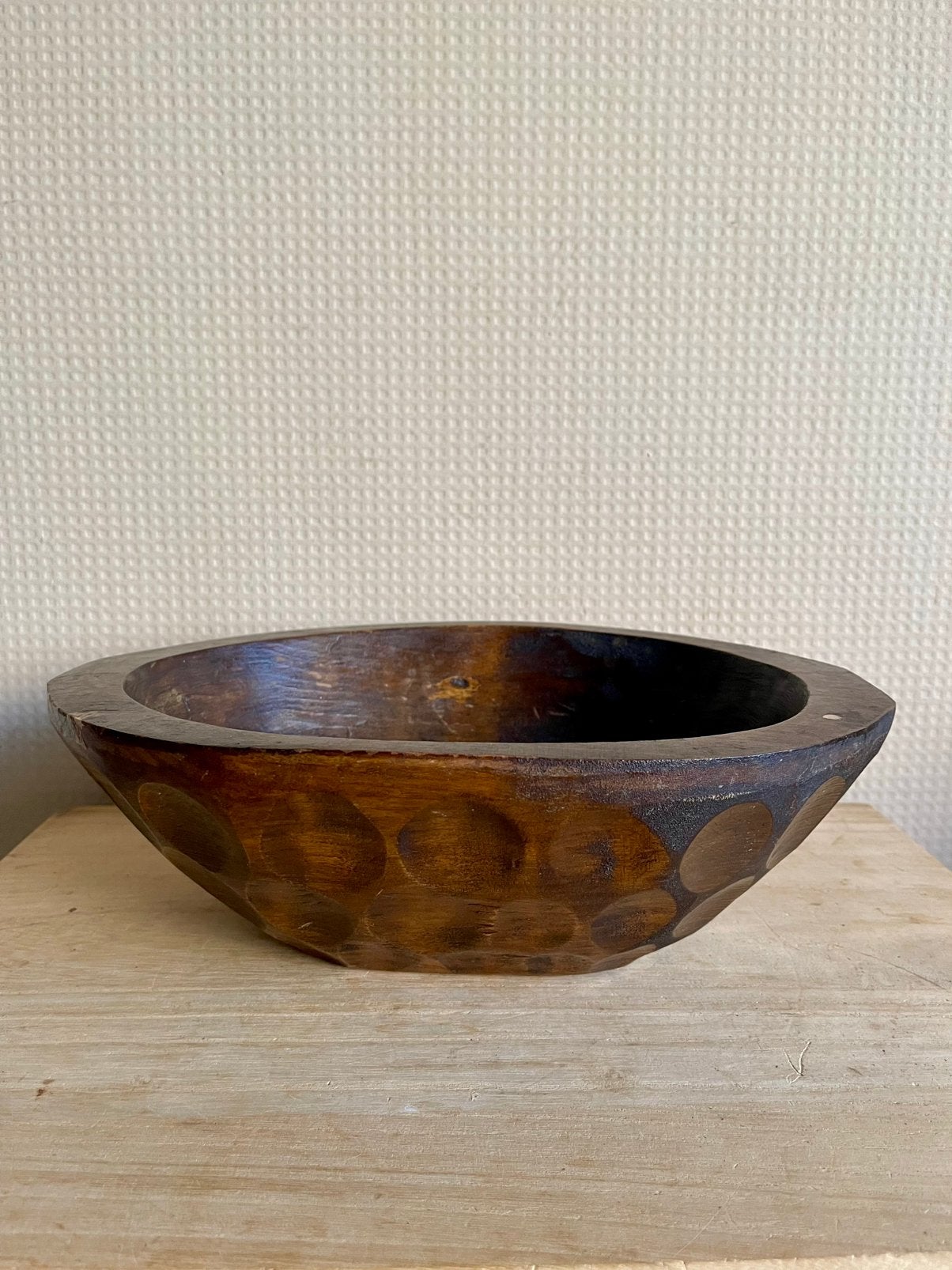 Vintage handgesneden houten schaal, Antiek en Kunst, Ophalen of Verzenden