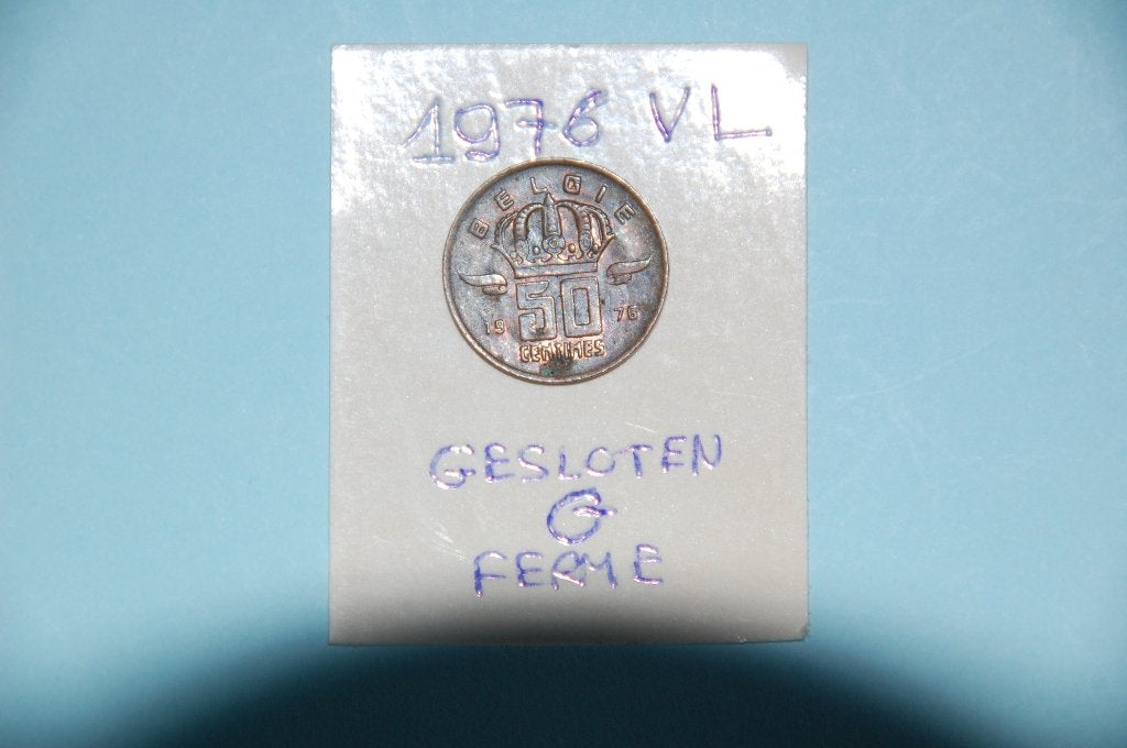MISSLAG : 50 centiem 1976 VL met GESLOTEN G, Postzegels en Munten, Munten | België, Verzenden, Losse munt