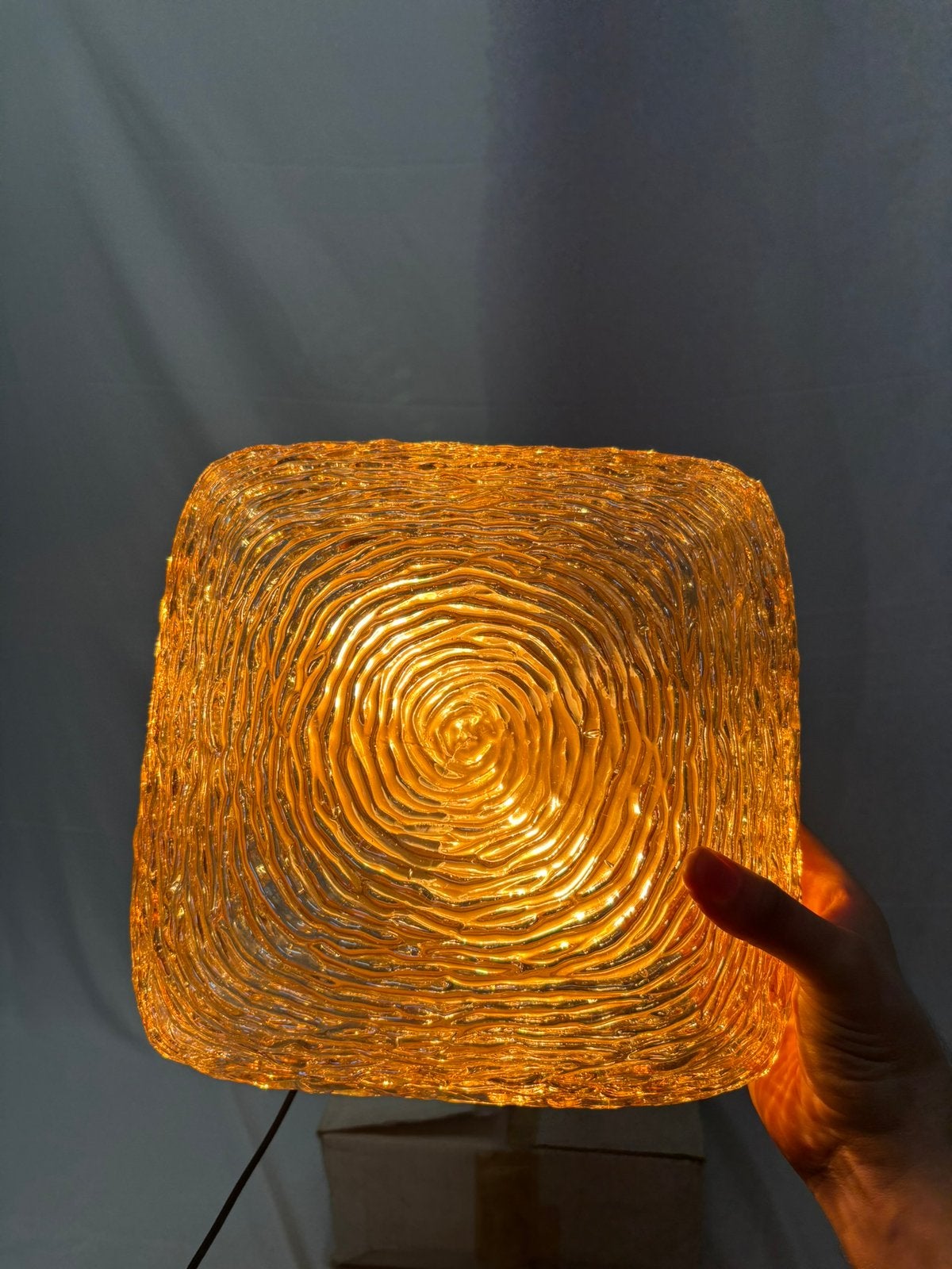 Vintage plafond/ wandlamp 26 x 26 cm Glashütte Limburg, Design, Ophalen of Verzenden, Glas, Plafondlamp