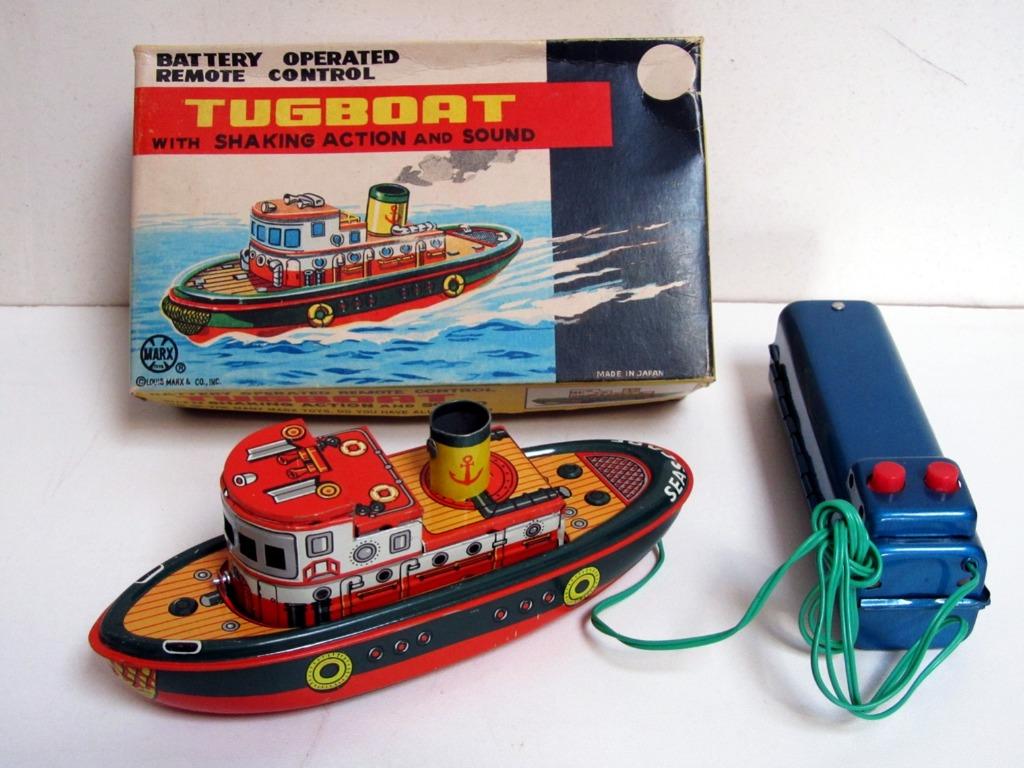 Marx Toys Tugboat with shaking action and sound Japan 1960, Ophalen of Verzenden, Zo goed als nieuw