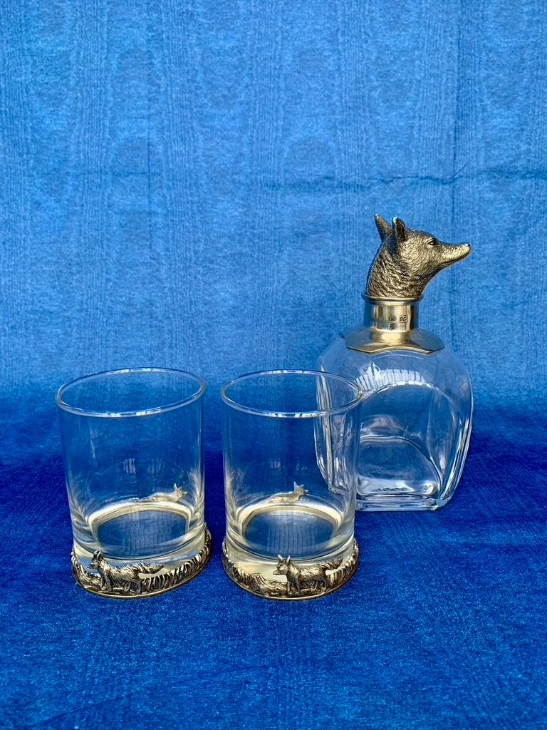 Fox Crystal Decanter 1000ml & 2X set Fox Whiskey Glasses Vin, Ophalen