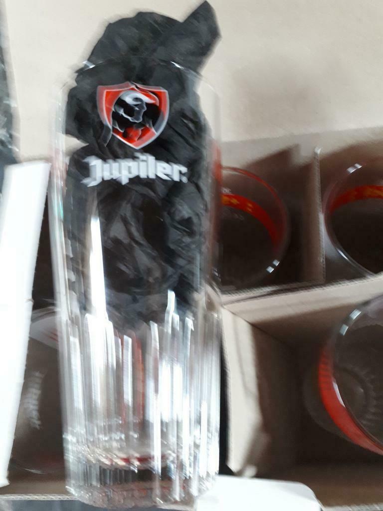 Jupiler +5cl M19 doos 6 nieuwe glazen, Verzamelen, Ophalen of Verzenden, Jupiler