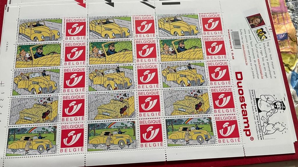 Tintin 3x5 timbres, Timbres & Monnaies, Enlèvement ou Envoi