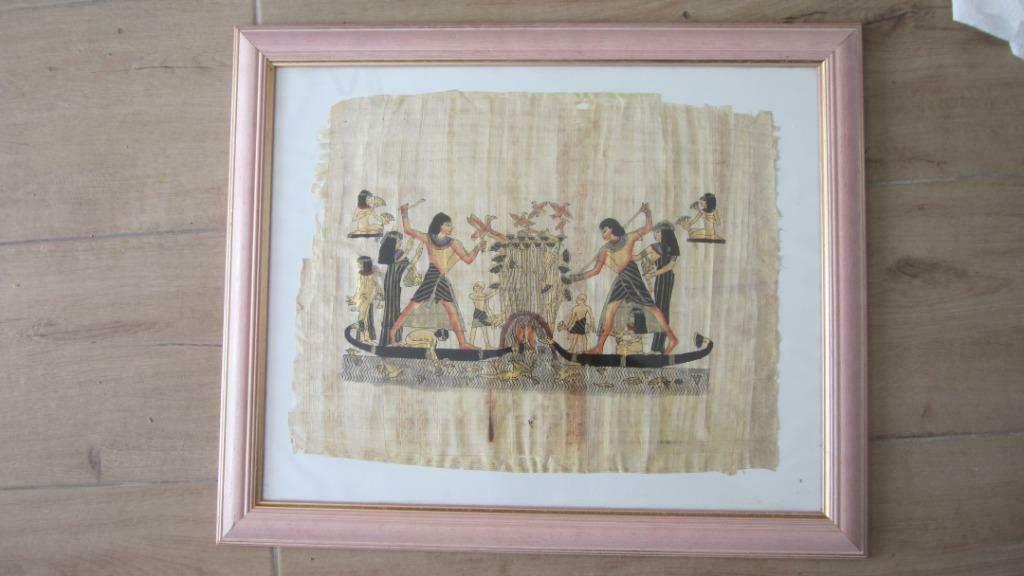 PAPYRUS DANS CADRE ROSE 47CM X 57 CM, Enlèvement, Bois