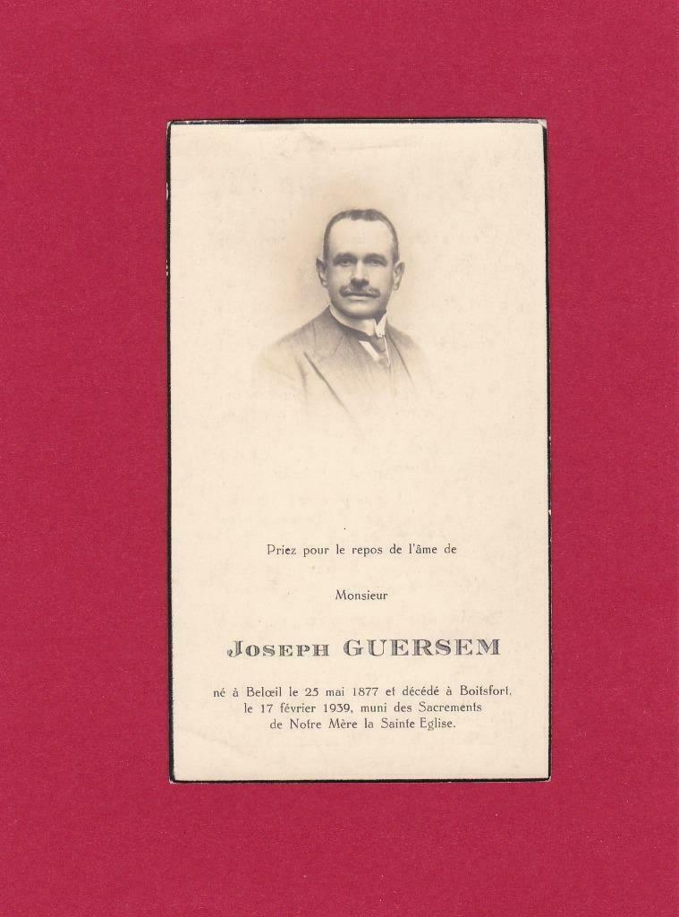 DP Joseph Guersem, Verzenden, Bidprentje