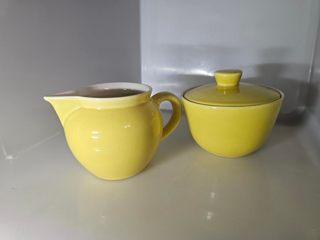 Villeroy Boch melk en suiker geel retro vintage, Antiek en Kunst, Ophalen of Verzenden