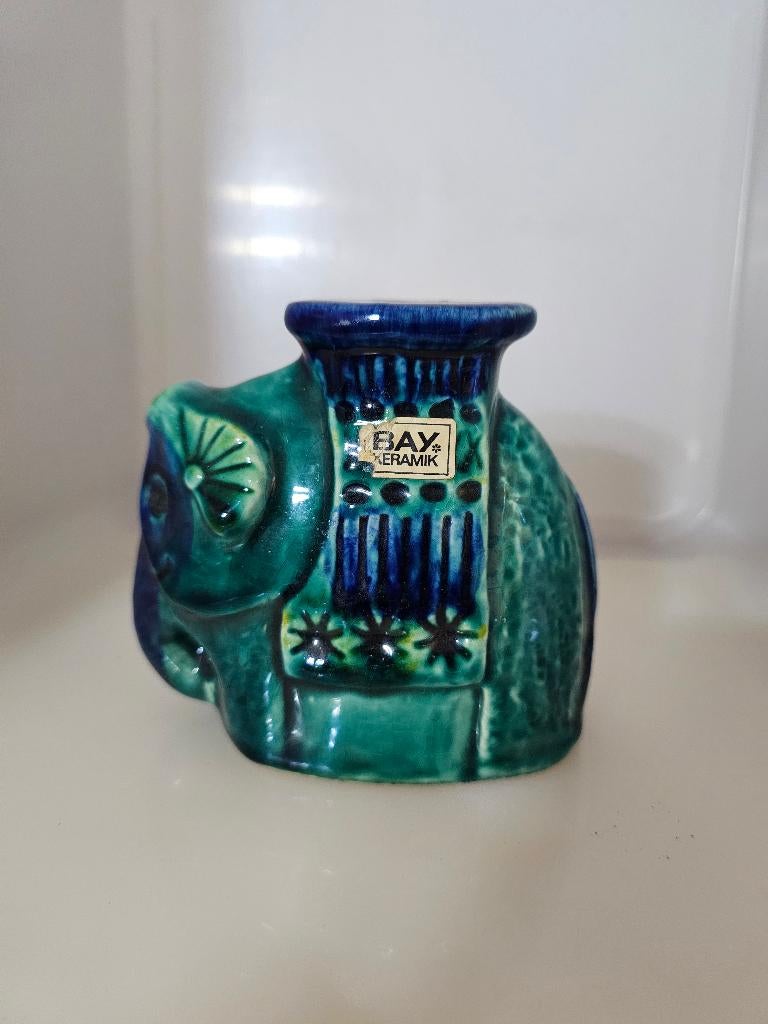 Bay Keramiek Spaarpot Olifant groen blauw appelblauwzeegroen, Antiek en Kunst, Ophalen of Verzenden