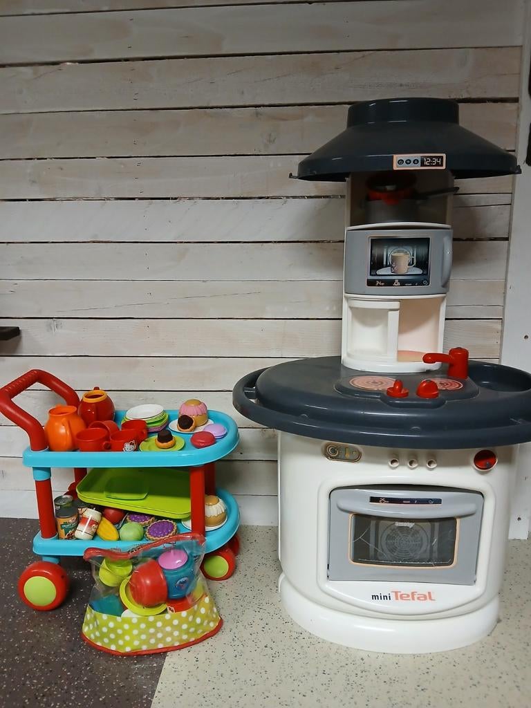 Tefal Kinderkeuken met serveerkarretje, Enlèvement, Utilisé, Plastique, Jouer à la cuisine