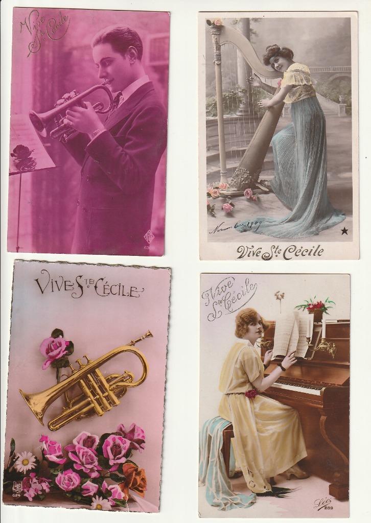 Lot 8 kaarten Vive Ste Cecile muziekinstrumenten voornaam, Verzenden, Gelopen, Muziek