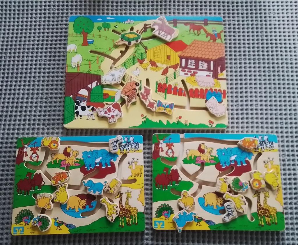 3 houten schuifpuzzels dieren, Enlèvement ou Envoi, Utilisé