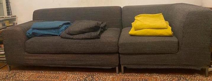Ikea Kramfors modules 2zit textiel+1zit leer+hoezen, Ophalen, 150 tot 200 cm, Driepersoons, 75 tot 100 cm