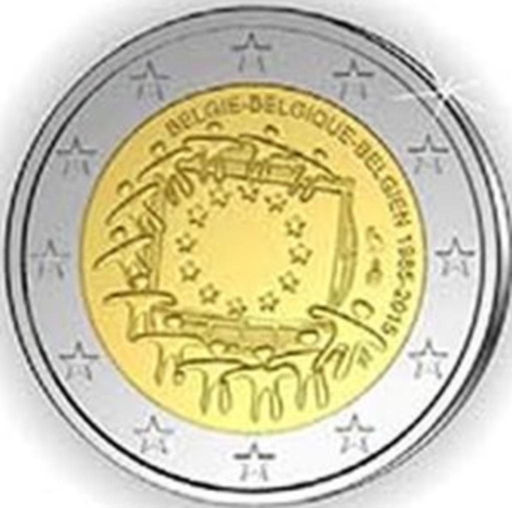 2 Euromunt sp. Uitg. Ierland 2015 Europese vlag, Verzamelen, Ophalen of Verzenden