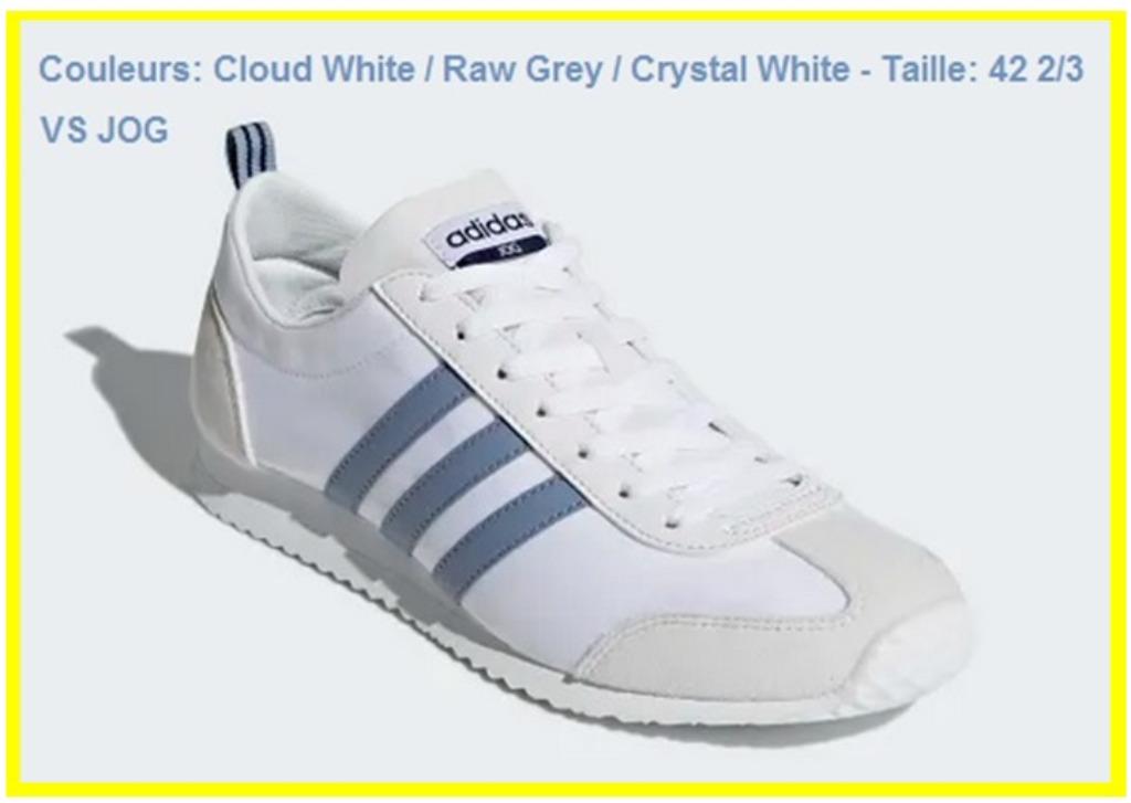 💥 👟 Adidas - VS Jog - ‼️ NEUVE ‼️ - pointure 42 2/3 👟 💥, Vêtements | Hommes, Chaussures, Neuf, Blanc, Baskets, Enlèvement