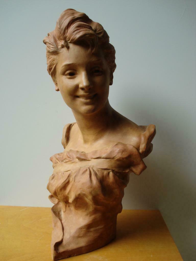 G. VAN DER STRAETEN c1915 beeld Gaité terracotta art nouveau, Antiek en Kunst, Ophalen