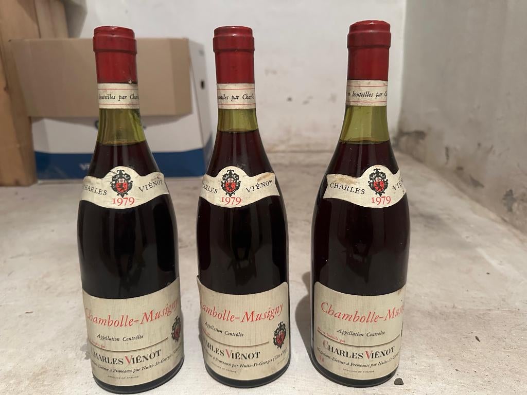 Chambolle Musigny 1979 Charles Viénot - 3 flessen, Verzamelen, Ophalen, Frankrijk, Zo goed als nieuw, Rode wijn