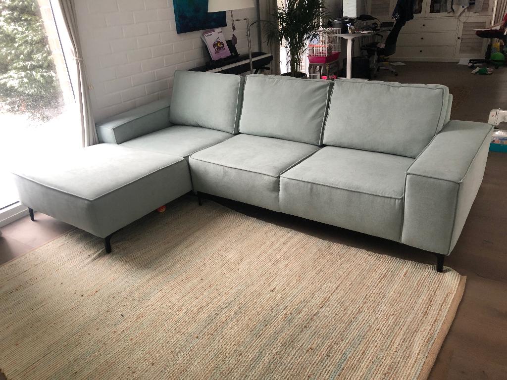 Sofa/canape - mintgroen - 3-zit, Ophalen, 250 tot 300 cm, 100 tot 125 cm, Hoekbank