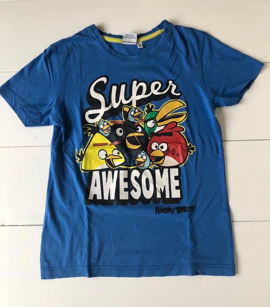 blauw t-shirt Angry Birds 134 140 super awesome, Jongen of Meisje, Ophalen of Verzenden, Shirt of Longsleeve, Angry Birds