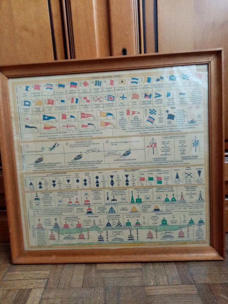 Carte maritime française de signalisation 1950s /44.50/41cm, Antiquités & Art, Enlèvement ou Envoi