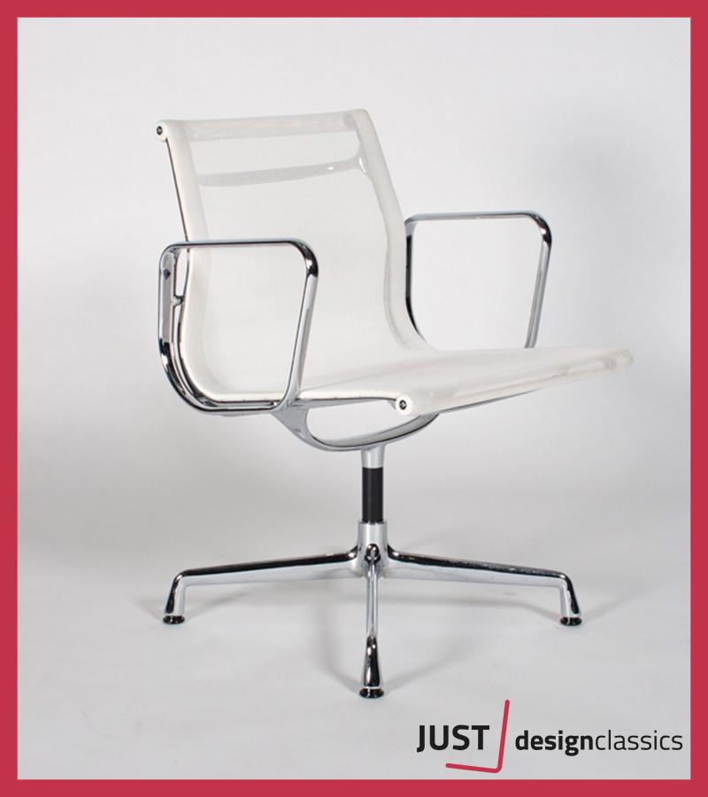 Vitra Eames ea107 Wit Netweave Chroom (voorraad:4), Ophalen, Zo goed als nieuw, Wit