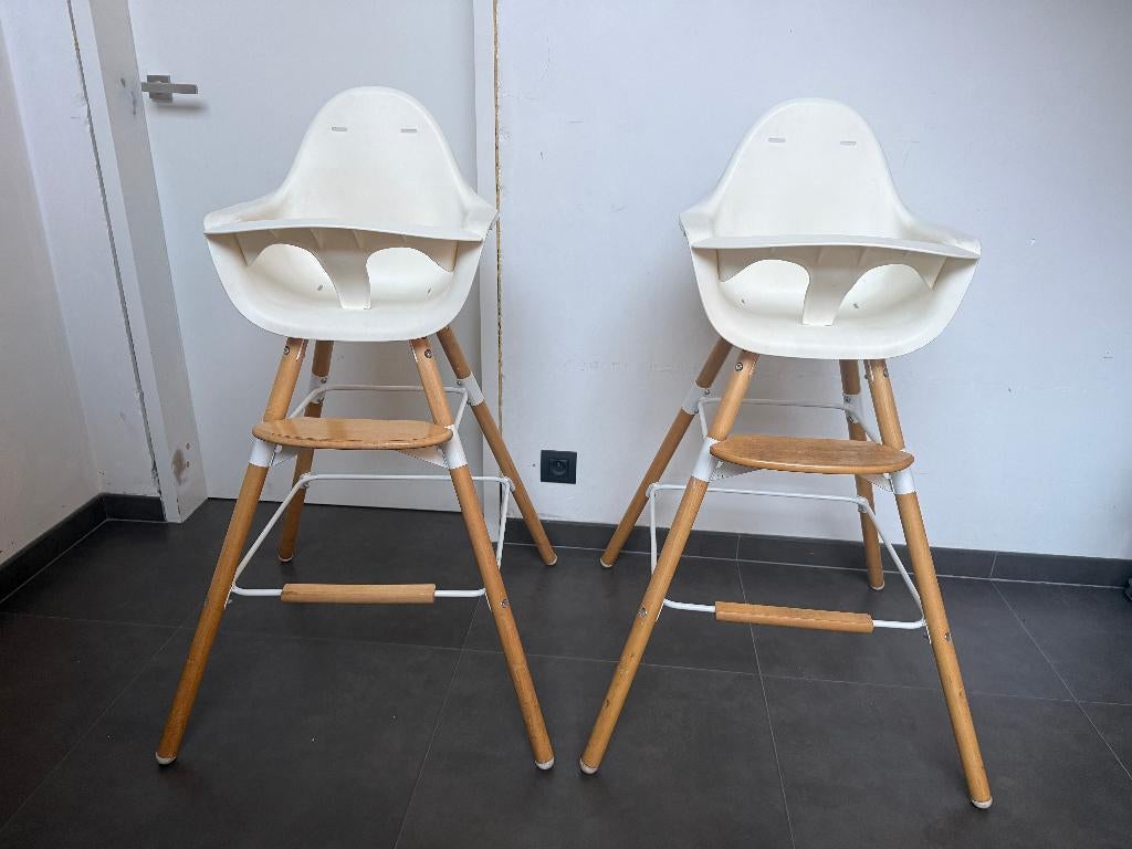 Childhome Eetstoel Evolu 2 Naturel/wit (Nog slechts 1!), Kinderen en Baby's, Kinderstoelen, Ophalen, Gebruikt, Gordel(s)