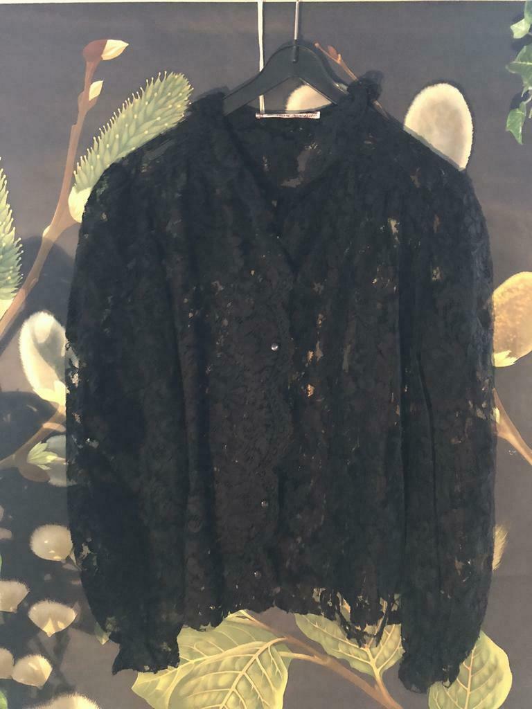 Zwarte kanten vintage blouse, Kleding | Dames, Zwart, Maat 42/44 (L), Ophalen of Verzenden, Zo goed als nieuw