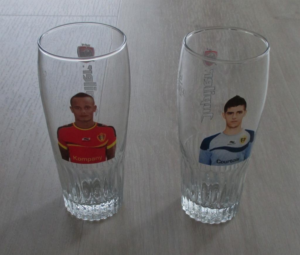 2 Jupiler glazen 25 cl - Courtois en Kompany, Ophalen of Verzenden, Nieuw, Bierglas
