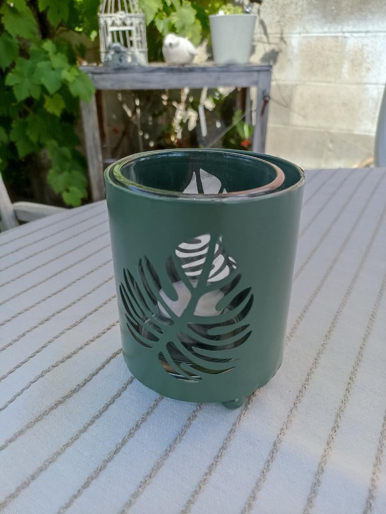 Bougeoir vert J-Line thème jungle, tropical, Enlèvement ou Envoi, Comme neuf, Vert, Bougie