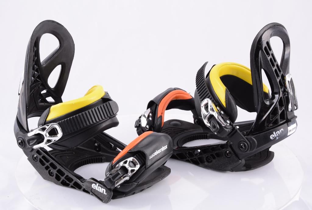 S M snowboard bindingen ELAN ACCELERATOR BLACK/yellow/orange, Ophalen of Verzenden, Gebruikt, Bindingen