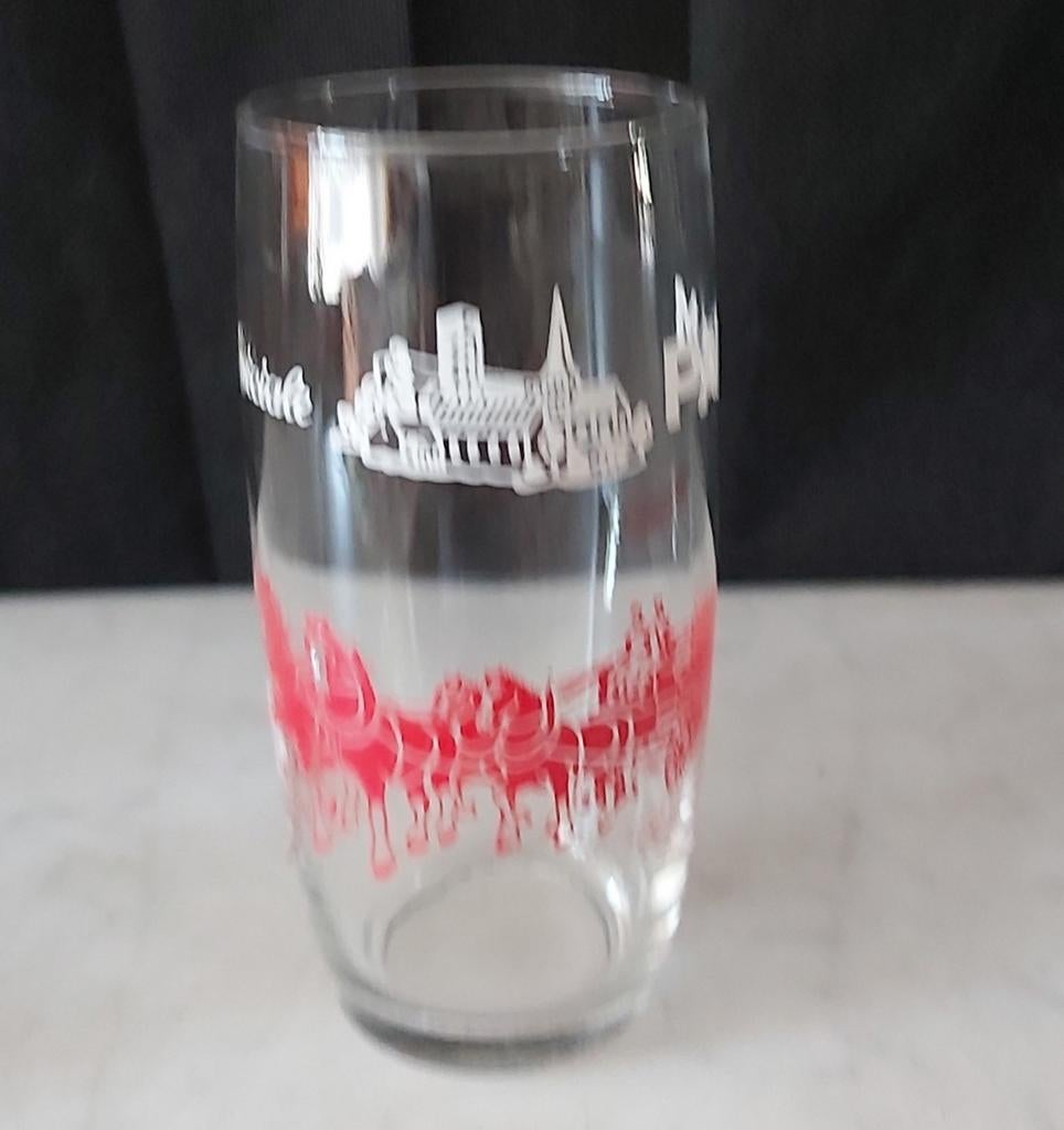 Palm glas rood met kerk, Ophalen of Verzenden, Zo goed als nieuw, Palm