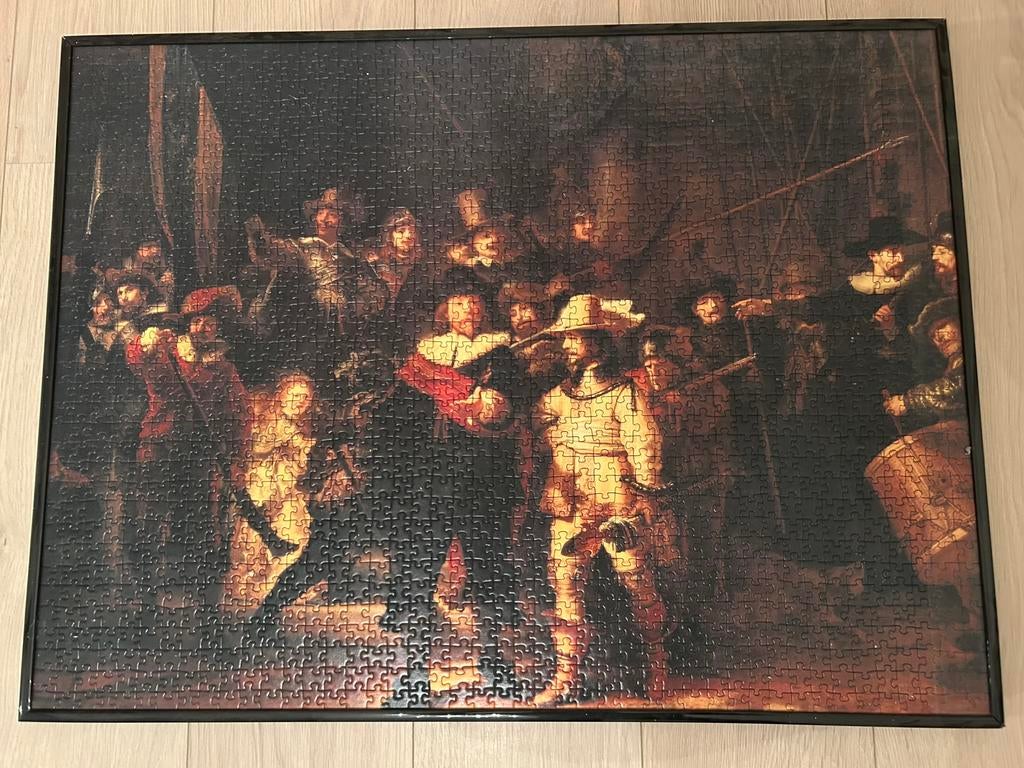 De Nachtwacht - Rembrandt - grote puzzel ingekaderd, Antiek en Kunst, Ophalen of Verzenden