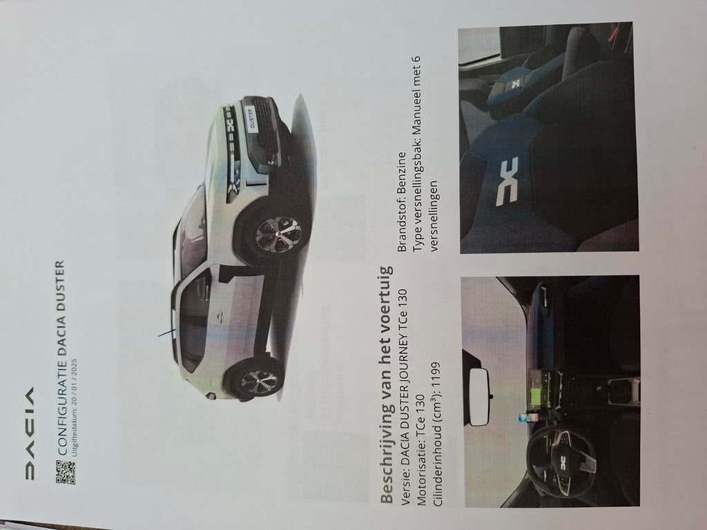 Dacia Duster journey 130tce kleur:Sandstone , km 1183, Auto's, Duster, Particulier, Te koop, Benzine