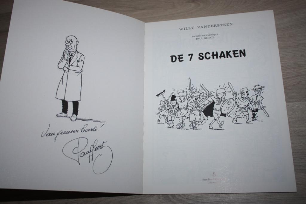 Witte , De zeven schaken , gesigneerde tekening Paul Geerts, Boeken, Willy Vandersteen, Eén stripboek, Ophalen of Verzenden, Zo goed als nieuw
