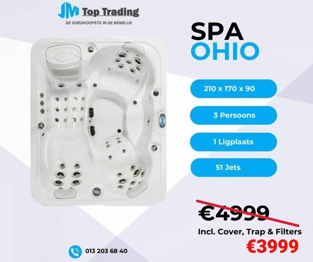 Jacuzzi Ohio (Balboa) - 3/4 pers. - 210x170x90cm - 51 jets!, Ophalen of Verzenden, Nieuw, Overige typen