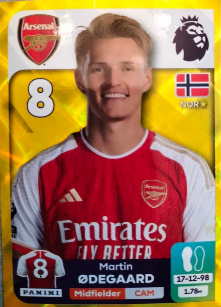 Martin Odegaard parallelsticker Premier League 2024 Panini, Verzenden, Nieuw