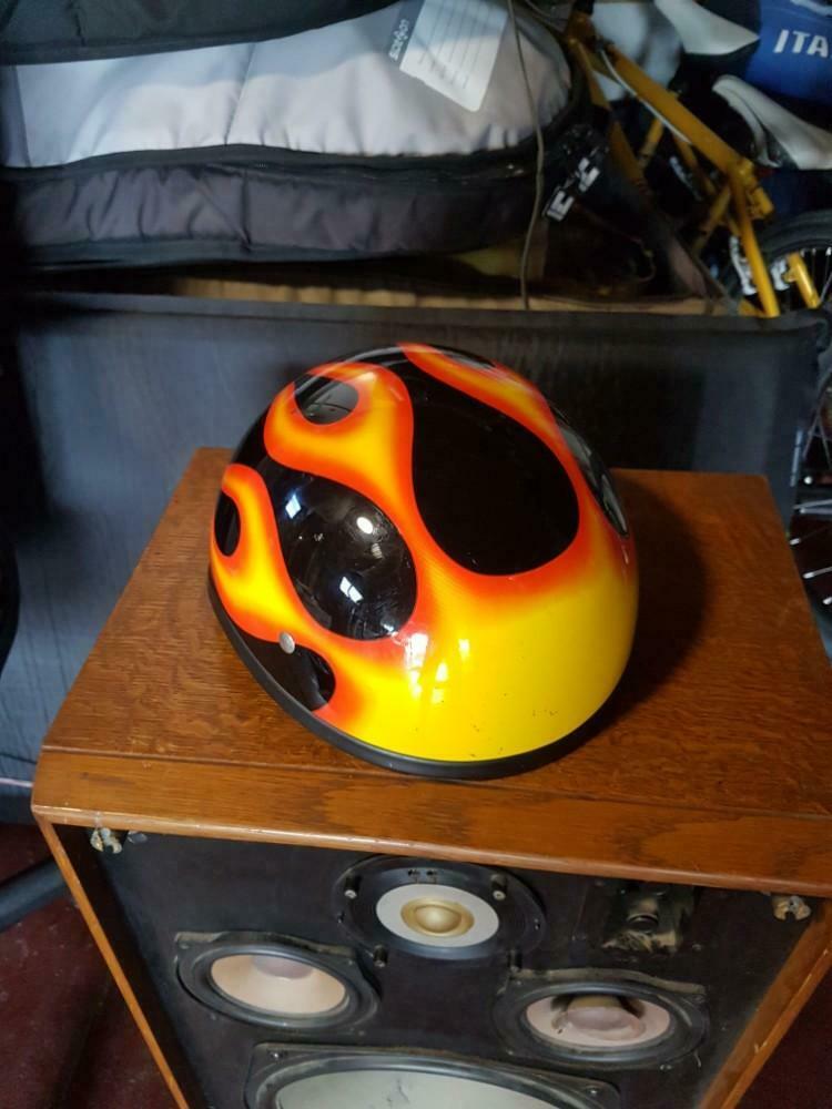 Casque moto, bol flammes, style Harley,  bobber..., Motos, Enlèvement