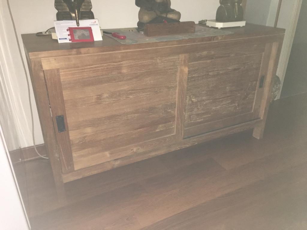 Eetkamer massief teak  zeer zwaar topkwaliteit, Ophalen, Zo goed als nieuw, Teakhout