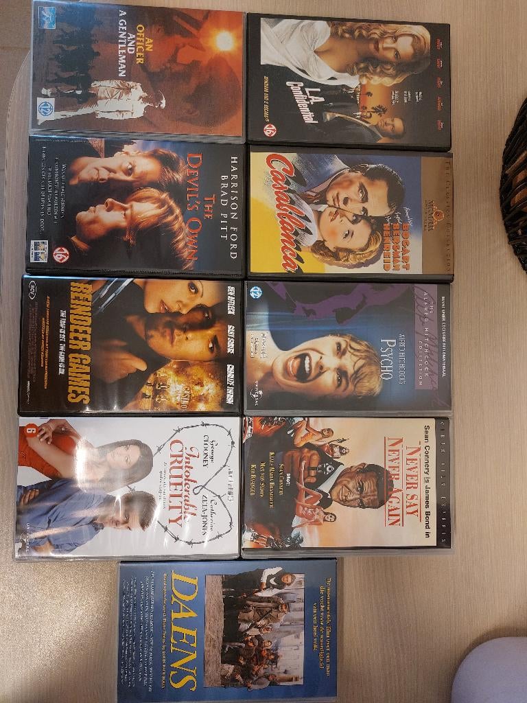 Lot van 9 VHS films Psycho, Casablanca etc.., Cd's en Dvd's, Ophalen of Verzenden, Gebruikt, Actie en Avontuur