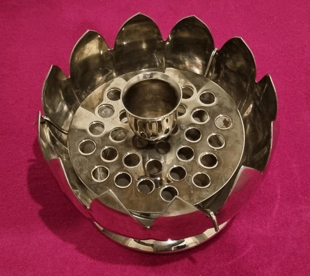 Vintage verzilverde bloemvormige kandelaar, Antiek en Kunst, Ophalen of Verzenden