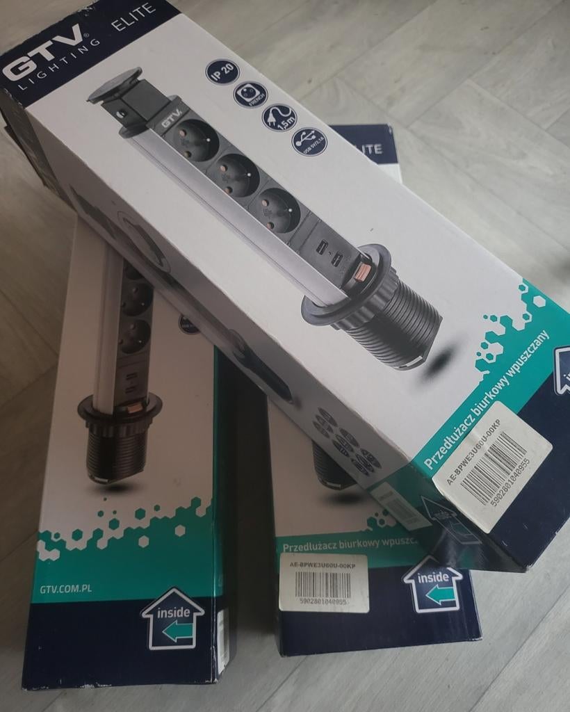 Inbouw Pop-Up Tafelblad Stekkerdoos met 2USB en 3stopcontact, Doe-het-zelf en Bouw, Ophalen, Nieuw
