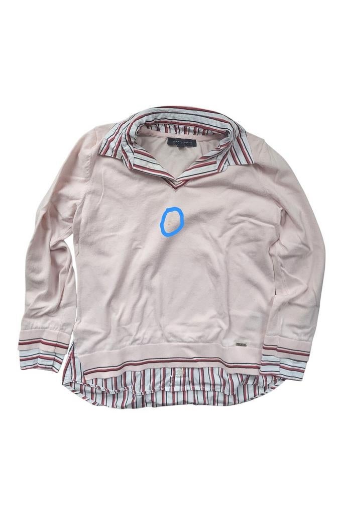 Pull femme Tommy Hilfiger, col V rose pâle, style chemise, Maat 38/40 (M), Ophalen of Verzenden, Roze, Gedragen