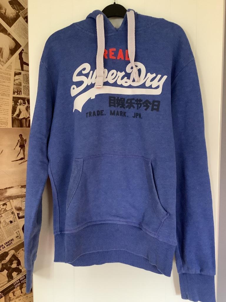 Sweat-shirt bleu à capuche Superdry taille M, Enlèvement ou Envoi, Porté, Bleu, Taille 48/50 (M)